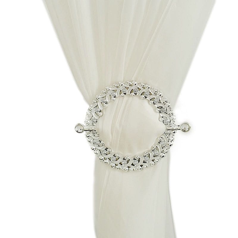 2 Plastic 7" Round Curtain Tie Backs with Acrylic Crystals Drapery Holdbacks