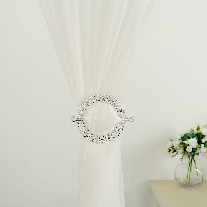 2 Plastic 7" Round Curtain Tie Backs with Acrylic Crystals Drapery Holdbacks