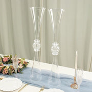 2 Plastic Reversible Trumpet Flower Vases Centerpieces with Crystals