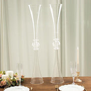 2 Plastic Reversible Trumpet Flower Vases Centerpieces with Crystals