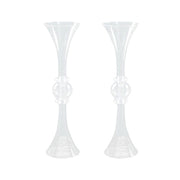 2 Plastic Reversible Trumpet Flower Vases Centerpieces with Crystals PLST_VASE_B01_20_CLR