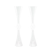 2 Plastic Reversible Trumpet Flower Vases Centerpieces with Crystals PLST_VASE_B01_26_CLR