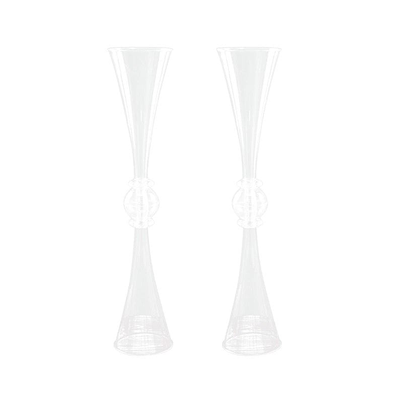 2 Plastic Reversible Trumpet Flower Vases Centerpieces with Crystals PLST_VASE_B01_26_CLR
