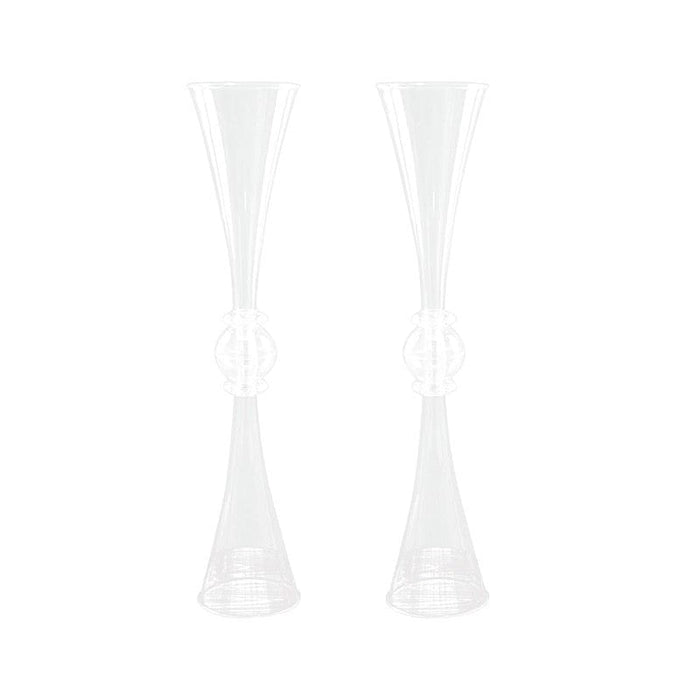2 Plastic Reversible Trumpet Flower Vases Centerpieces with Crystals PLST_VASE_B01_26_CLR
