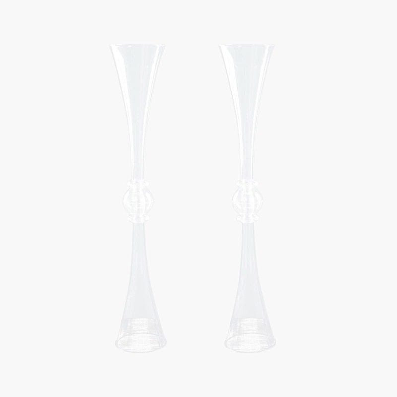 2 Plastic Reversible Trumpet Flower Vases Centerpieces with Crystals PLST_VASE_B01_30_CLR