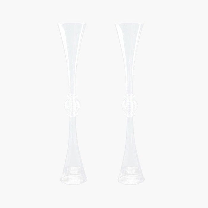2 Plastic Reversible Trumpet Flower Vases Centerpieces with Crystals PLST_VASE_B01_30_CLR