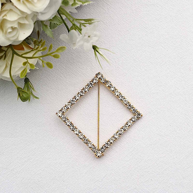 2" Rhinestone Diamond Metal Buckle Chair Decorations - Gold SASH_PIN_002_GOLD