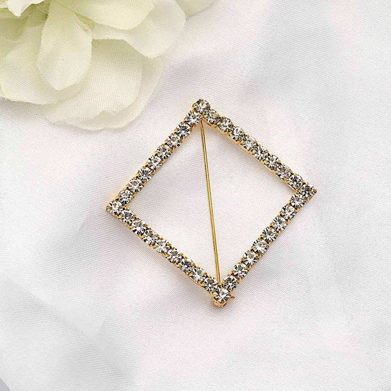2" Rhinestone Diamond Metal Buckle Chair Decorations - Gold SASH_PIN_002_GOLD