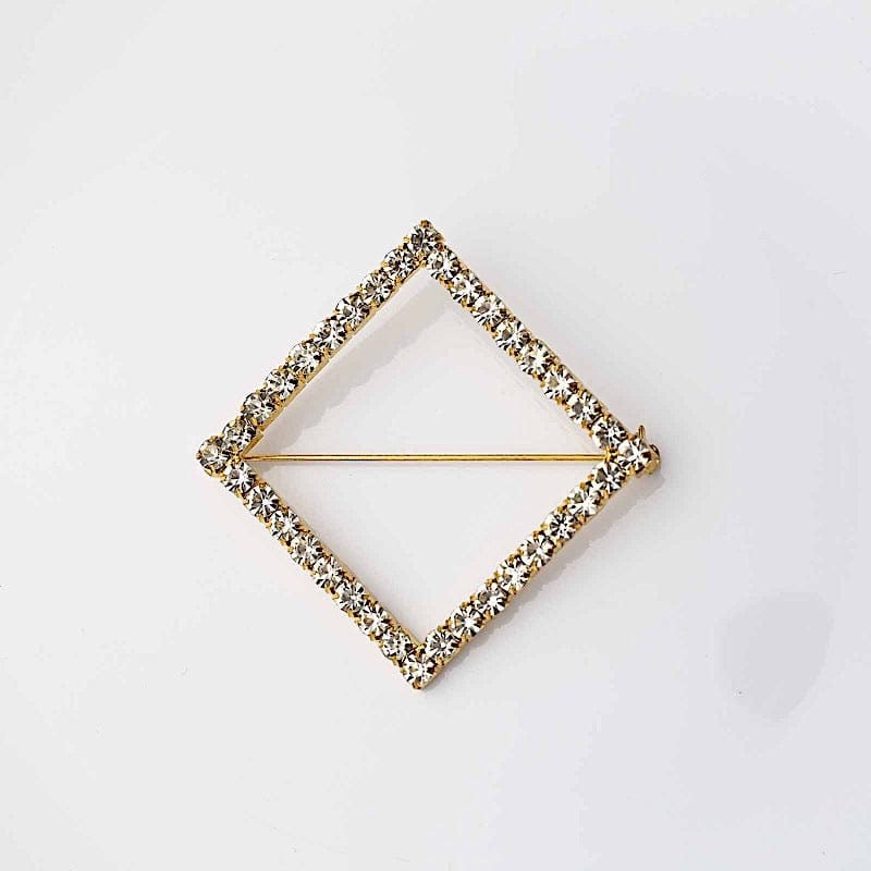 2" Rhinestone Diamond Metal Buckle Chair Decorations - Gold SASH_PIN_002_GOLD