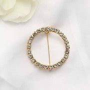 2" Rhinestone Round Metal Buckle Chair Decorations - Gold SASH_PIN_001_GOLD