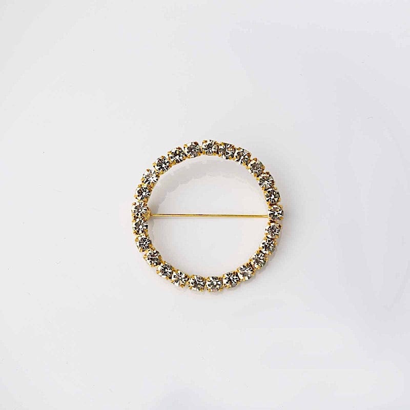 2" Rhinestone Round Metal Buckle Chair Decorations - Gold SASH_PIN_001_GOLD