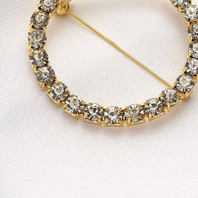 2" Rhinestone Round Metal Buckle Chair Decorations - Gold SASH_PIN_001_GOLD