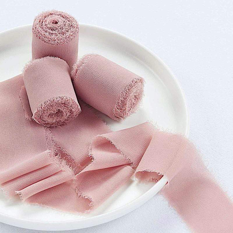 2 Rolls 1.5" x 6 yards Chiffon Ribbons with Frayed Edges