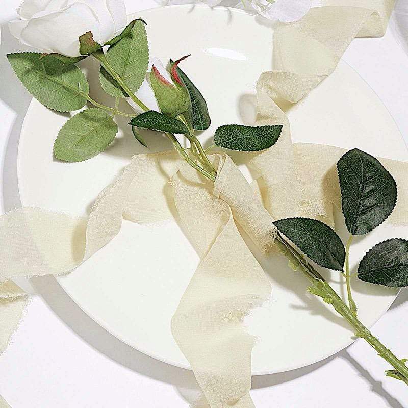 2 Rolls 1.5" x 6 yards Chiffon Ribbons with Frayed Edges