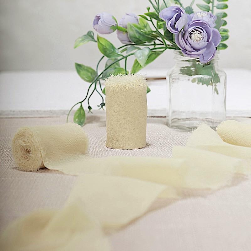 2 Rolls 1.5" x 6 yards Chiffon Ribbons with Frayed Edges