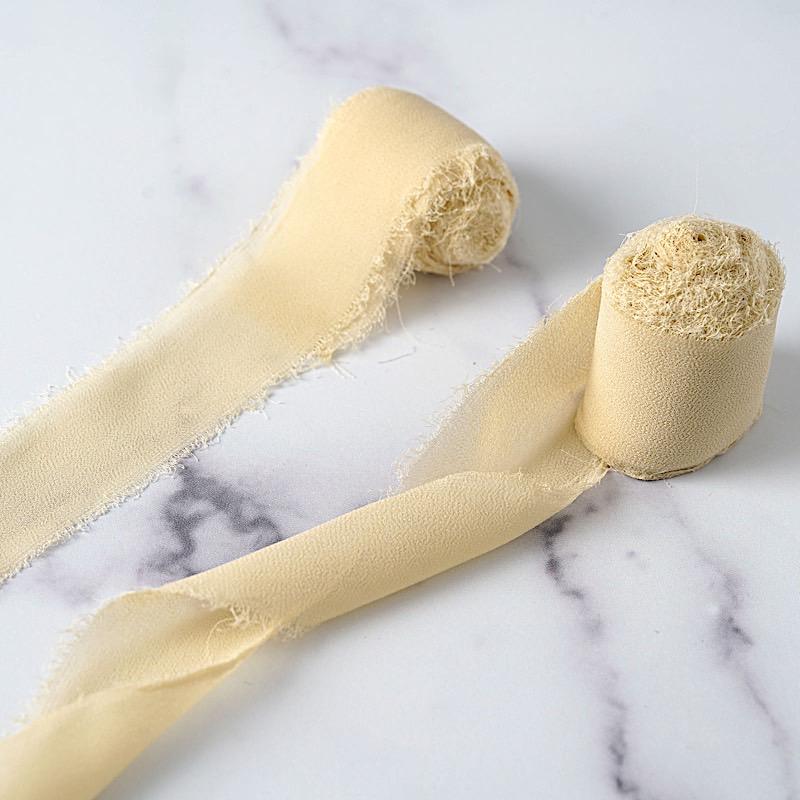 2 Rolls 1.5" x 6 yards Chiffon Ribbons with Frayed Edges