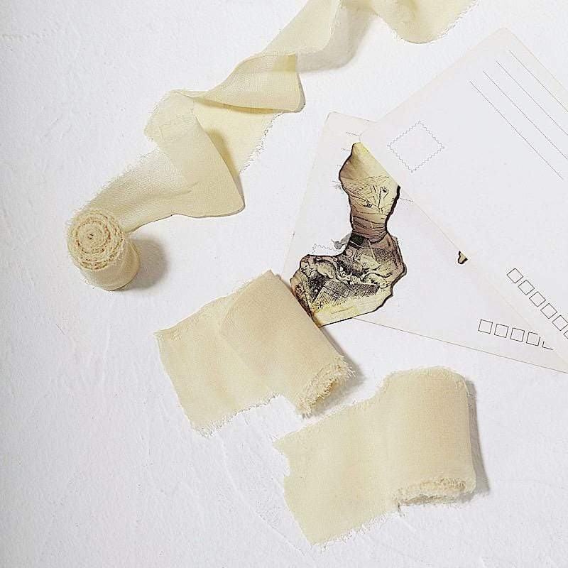 2 Rolls 1.5" x 6 yards Chiffon Ribbons with Frayed Edges