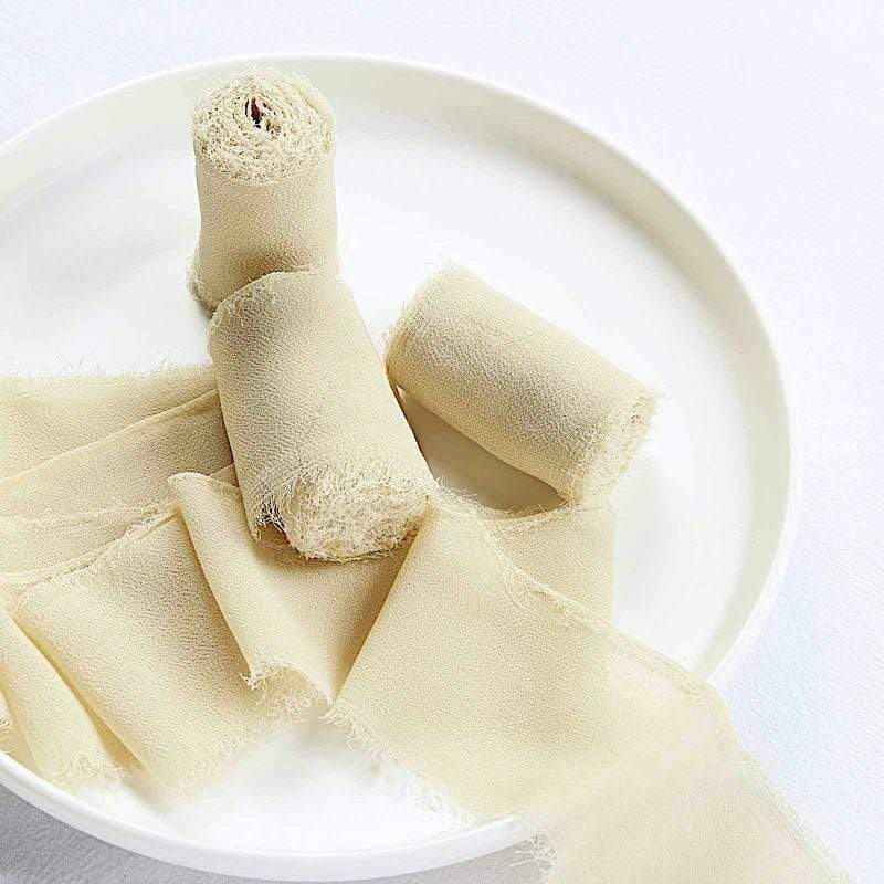 2 Rolls 1.5" x 6 yards Chiffon Ribbons with Frayed Edges