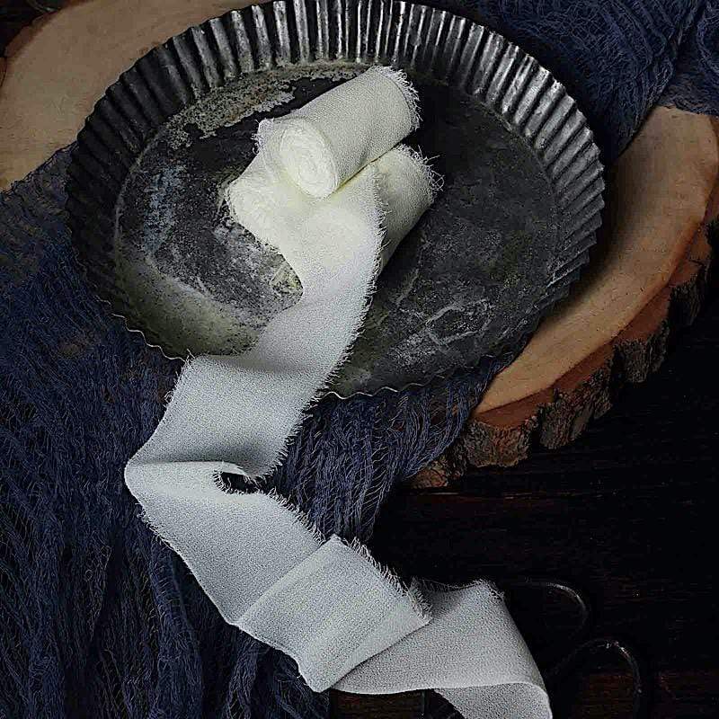 2 Rolls 1.5" x 6 yards Chiffon Ribbons with Frayed Edges