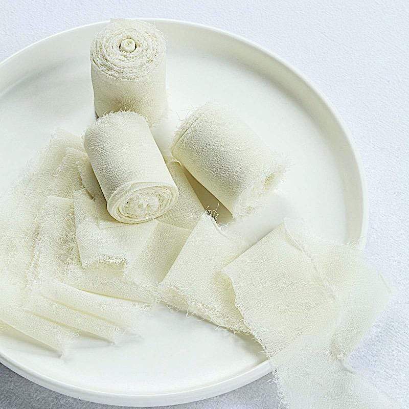 2 Rolls 1.5" x 6 yards Chiffon Ribbons with Frayed Edges