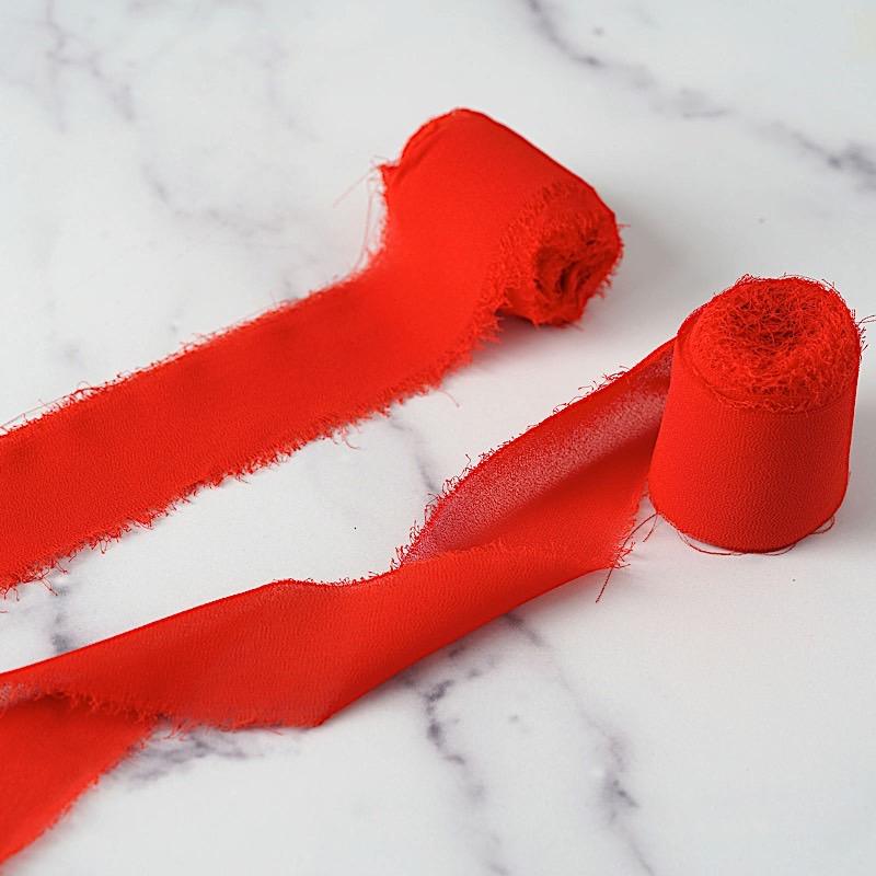 2 Rolls 1.5" x 6 yards Chiffon Ribbons with Frayed Edges