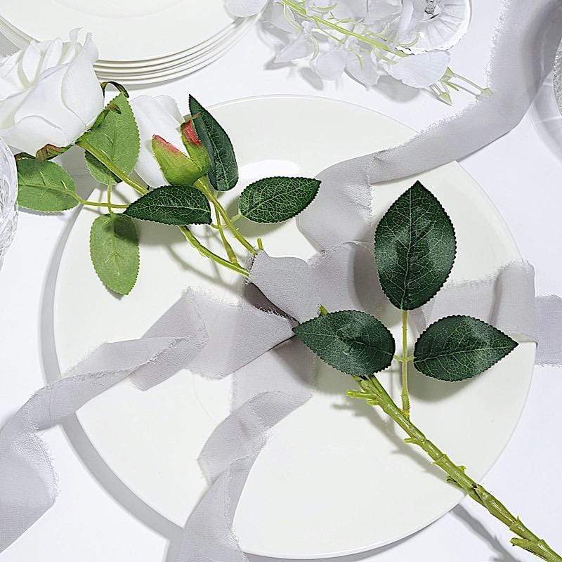 2 Rolls 1.5" x 6 yards Chiffon Ribbons with Frayed Edges