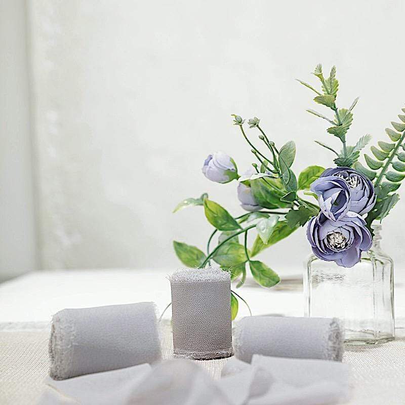 2 Rolls 1.5" x 6 yards Chiffon Ribbons with Frayed Edges