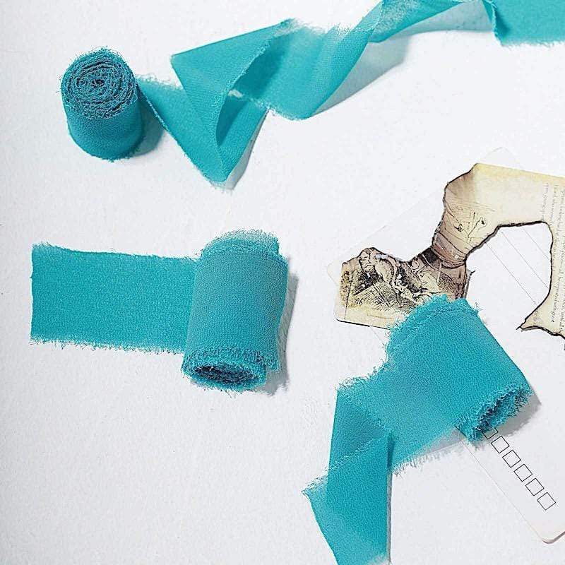 2 Rolls 1.5" x 6 yards Chiffon Ribbons with Frayed Edges