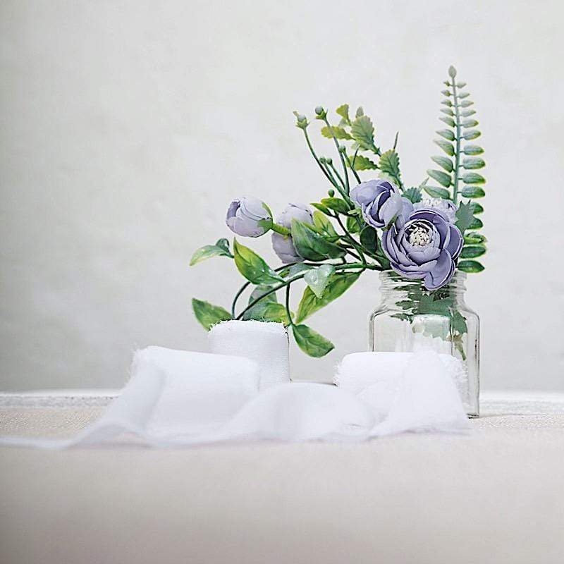 2 Rolls 1.5" x 6 yards Chiffon Ribbons with Frayed Edges