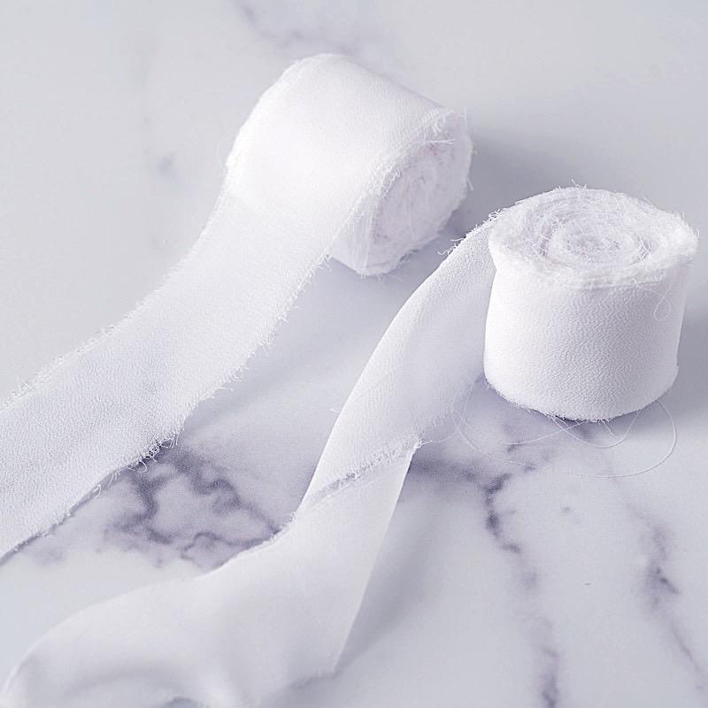 2 Rolls 1.5" x 6 yards Chiffon Ribbons with Frayed Edges