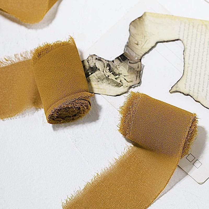 2 Rolls 1.5" x 6 yards Chiffon Ribbons with Frayed Edges
