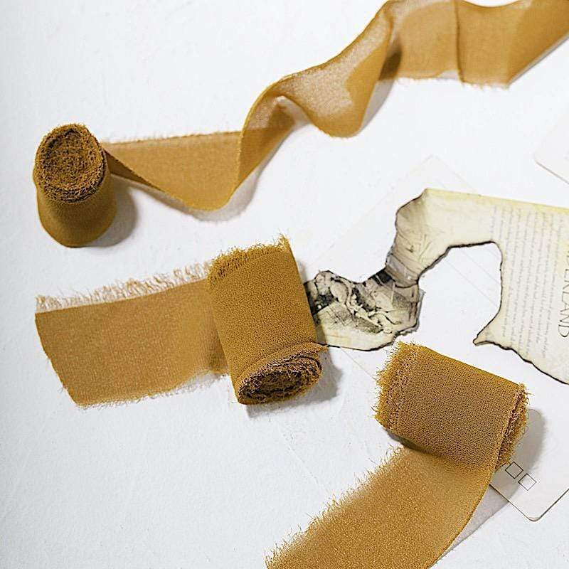 2 Rolls 1.5" x 6 yards Chiffon Ribbons with Frayed Edges