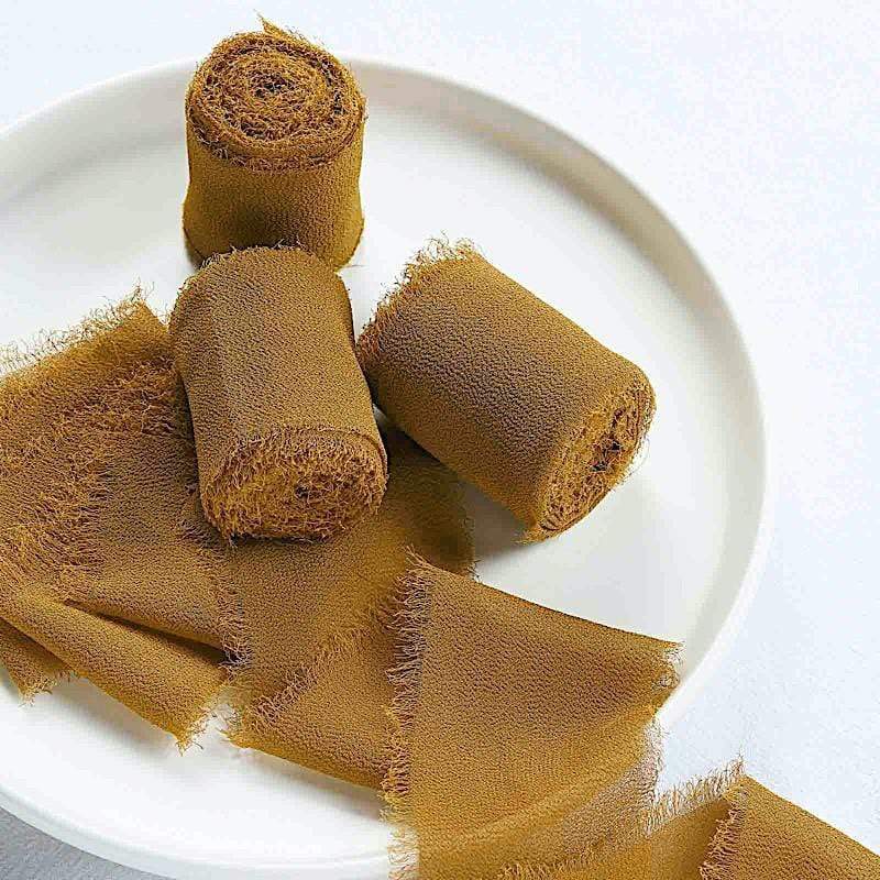 2 Rolls 1.5" x 6 yards Chiffon Ribbons with Frayed Edges