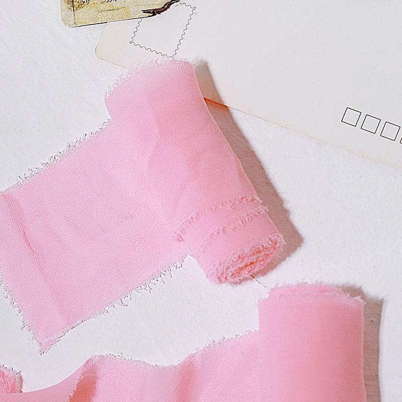 2 Rolls 1.5" x 6 yards Chiffon Ribbons with Frayed Edges