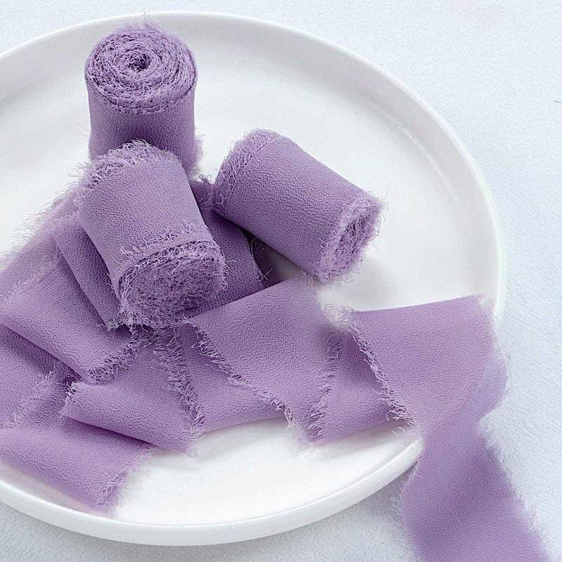 2 Rolls 1.5" x 6 yards Chiffon Ribbons with Frayed Edges