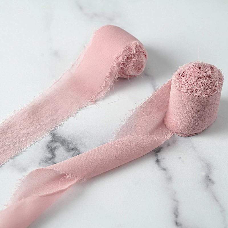 2 Rolls 1.5" x 6 yards Chiffon Ribbons with Frayed Edges