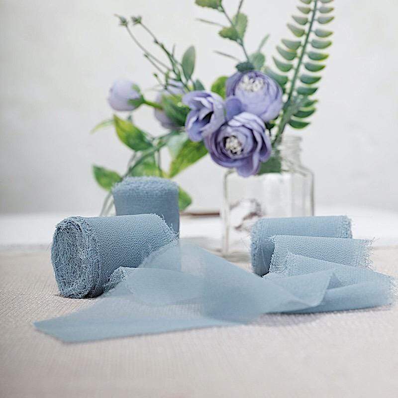 2 Rolls 1.5" x 6 yards Chiffon Ribbons with Frayed Edges