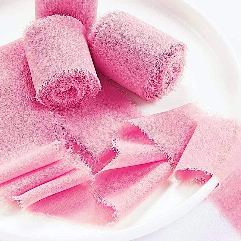 2 Rolls 1.5" x 6 yards Chiffon Ribbons with Frayed Edges