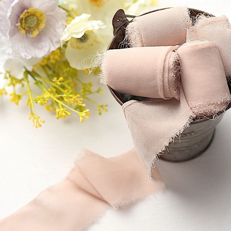 2 Rolls 1.5" x 6 yards Chiffon Ribbons with Frayed Edges