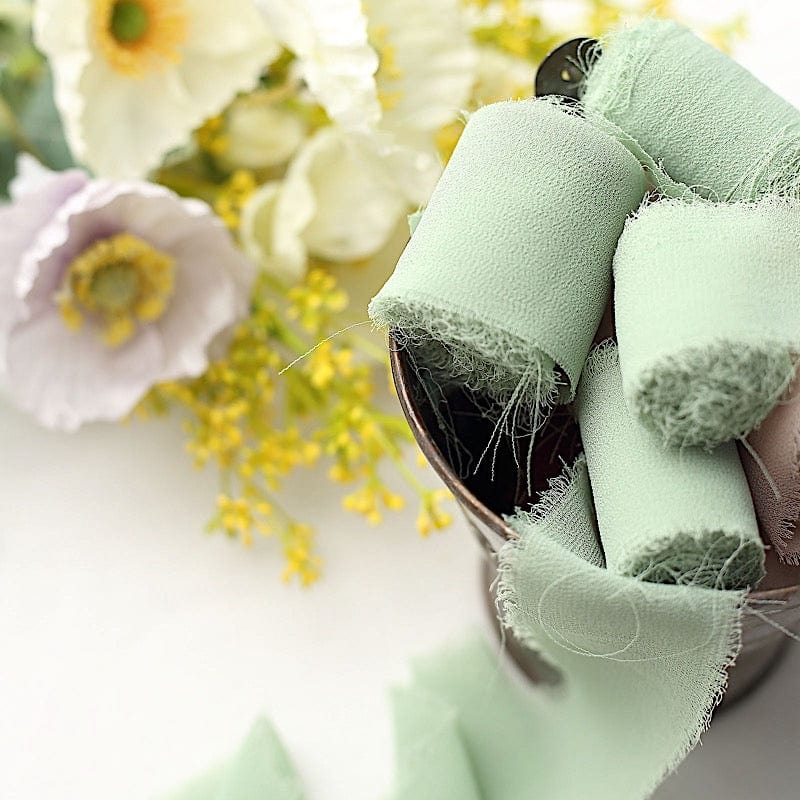 2 Rolls 1.5" x 6 yards Chiffon Ribbons with Frayed Edges