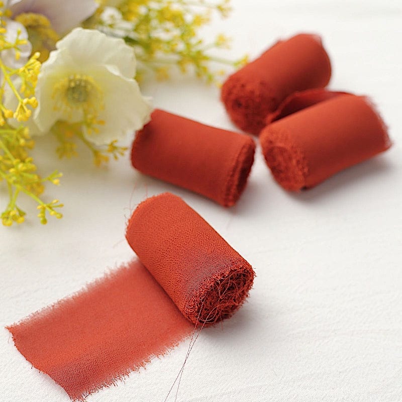 2 Rolls 1.5" x 6 yards Chiffon Ribbons with Frayed Edges
