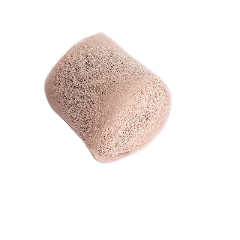2 Rolls 1.5" x 6 yards Chiffon Ribbons with Frayed Edges CHIF_RIB01_NUDE