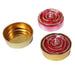 2 Rose Glittered Tealight Unscented Candles Wedding Centerpieces - Red with Gold CAND_TL002_RED