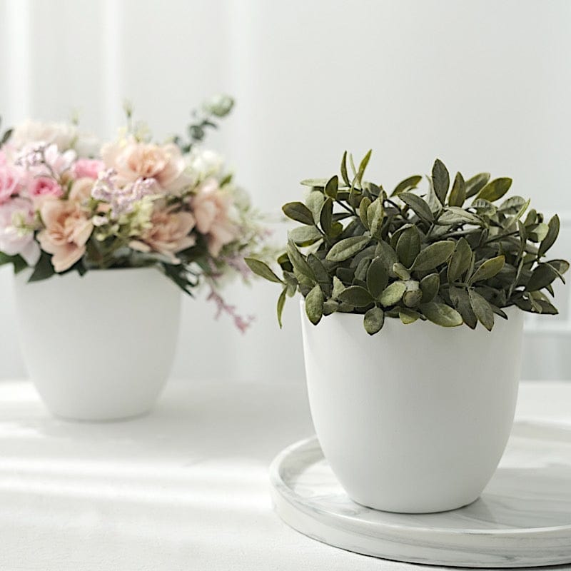 2 Round 5.5" Plastic Indoor Plant Flower Pots Succulent Planters - White PLNT_PLST_006_M_WHT