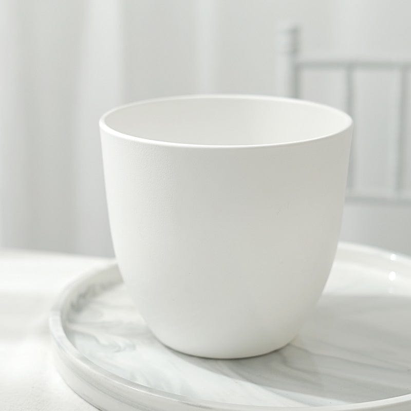 2 Round 5.5" Plastic Indoor Plant Flower Pots Succulent Planters - White PLNT_PLST_006_M_WHT