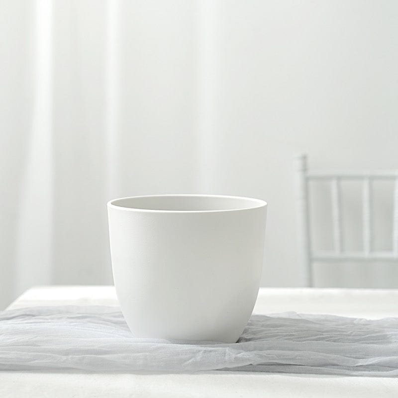 2 Round 5.5" Plastic Indoor Plant Flower Pots Succulent Planters - White PLNT_PLST_006_M_WHT