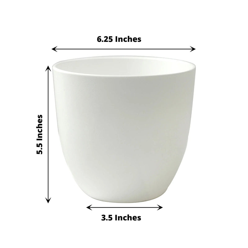 2 Round 5.5" Plastic Indoor Plant Flower Pots Succulent Planters - White PLNT_PLST_006_M_WHT