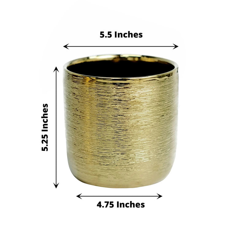 2.5 inch plant pots 2 Gold 5 in Round Metallic Ceramic Succulent Planters Flower Pots