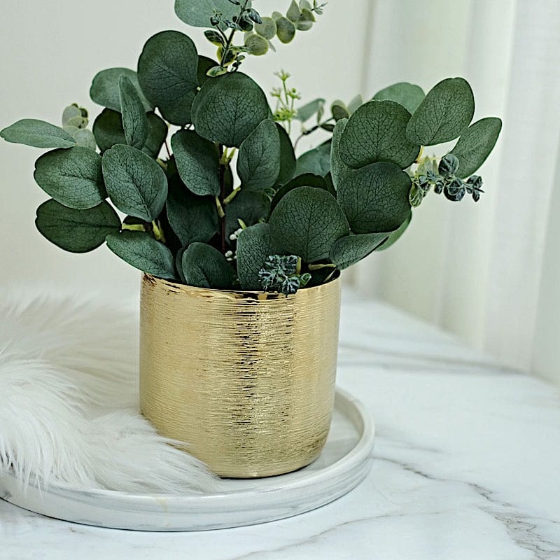 2 Round 5" Metallic Ceramic Flower Plant Pots Succulent Planters - Gold PLNT_CERM_002_M_GOLD