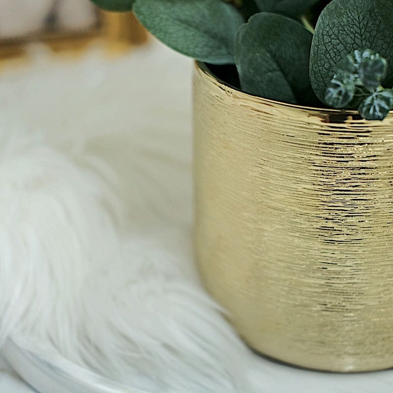 gold succulent pots 2 Gold 5 in Round Metallic Ceramic Succulent Planters Flower Pots